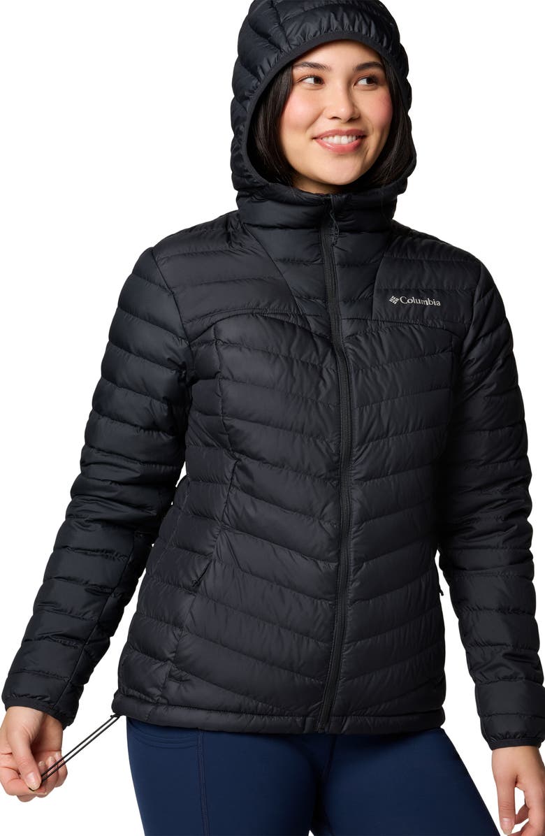 Columbia Westridge Water Repellent Hooded 650 Fill Power Down Jacket, Alternate, color, Black