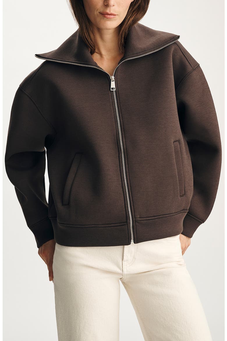 Sporty Luxe Full Zip Fleece Sweatshirt, Main, color, COFFEE BEAN