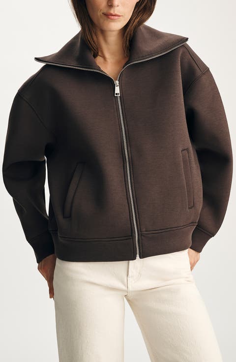 Sporty Luxe Full Zip Fleece Sweatshirt