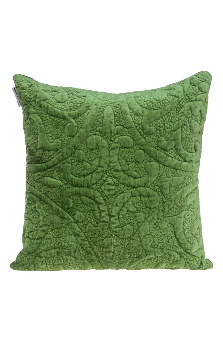 PARKLAND COLLECTION Geometric Embroidered Velvet Accent Pillow, Main, color, Olive