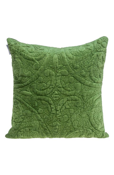 Geometric Embroidered Velvet Accent Pillow