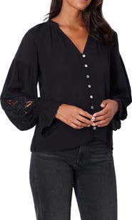 Paneros Clothing Stevie Lace Inset Embroidered Blouse