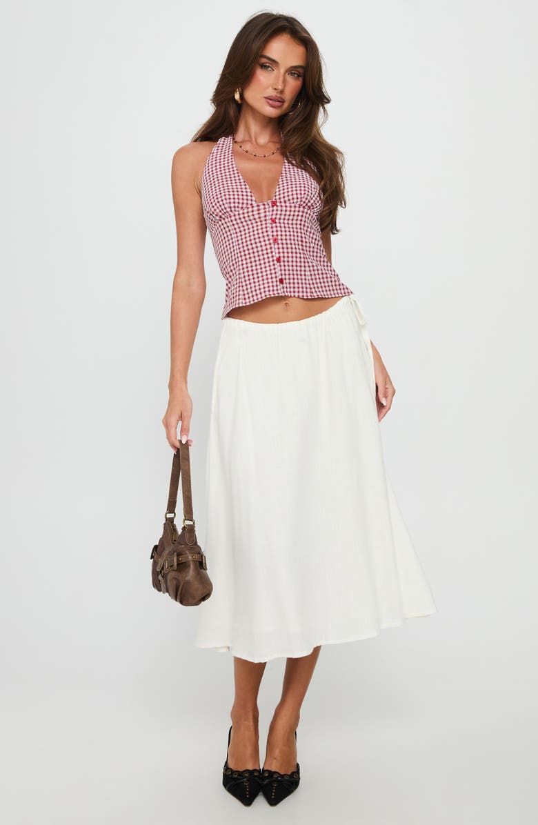 Princess Polly Persuasion Side Tie Midi Skirt, Alternate, color, White