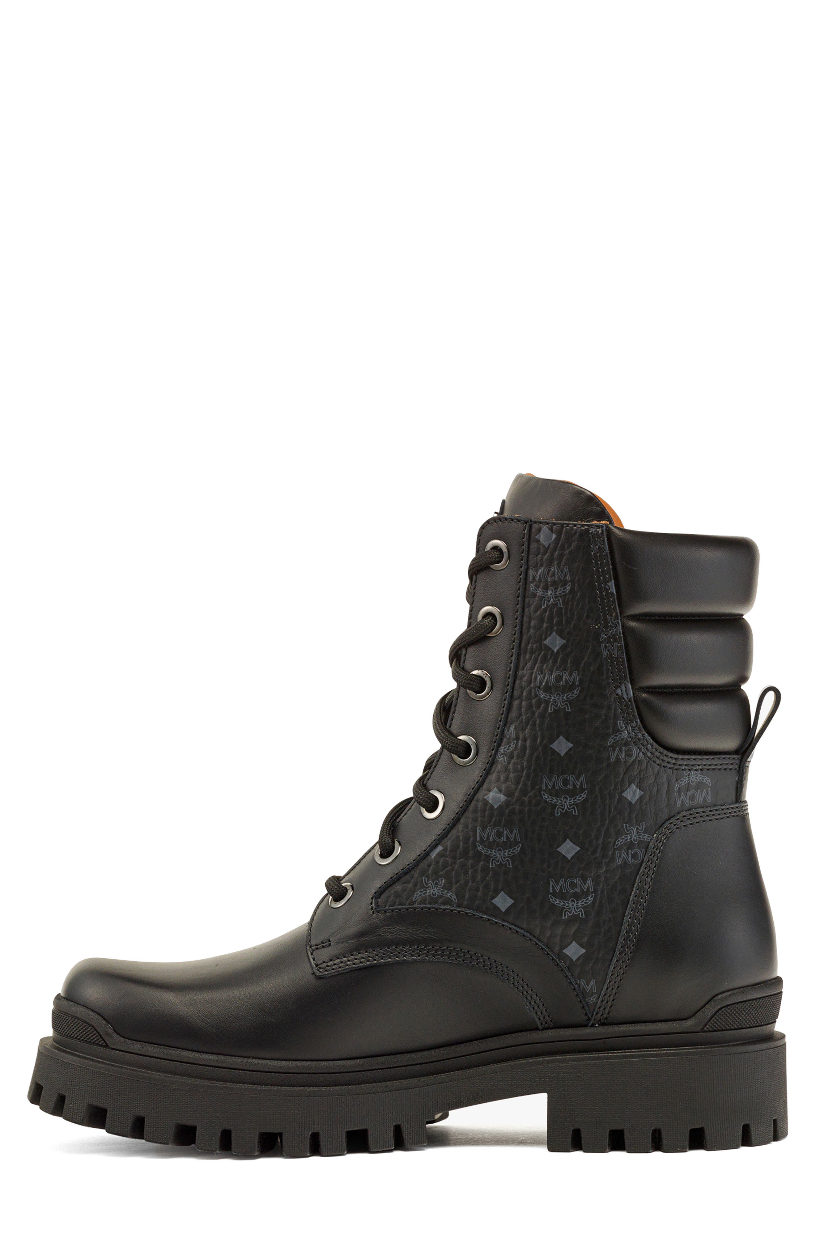 MCM Visetos Monogram Combat Boot, Alternate, color, 