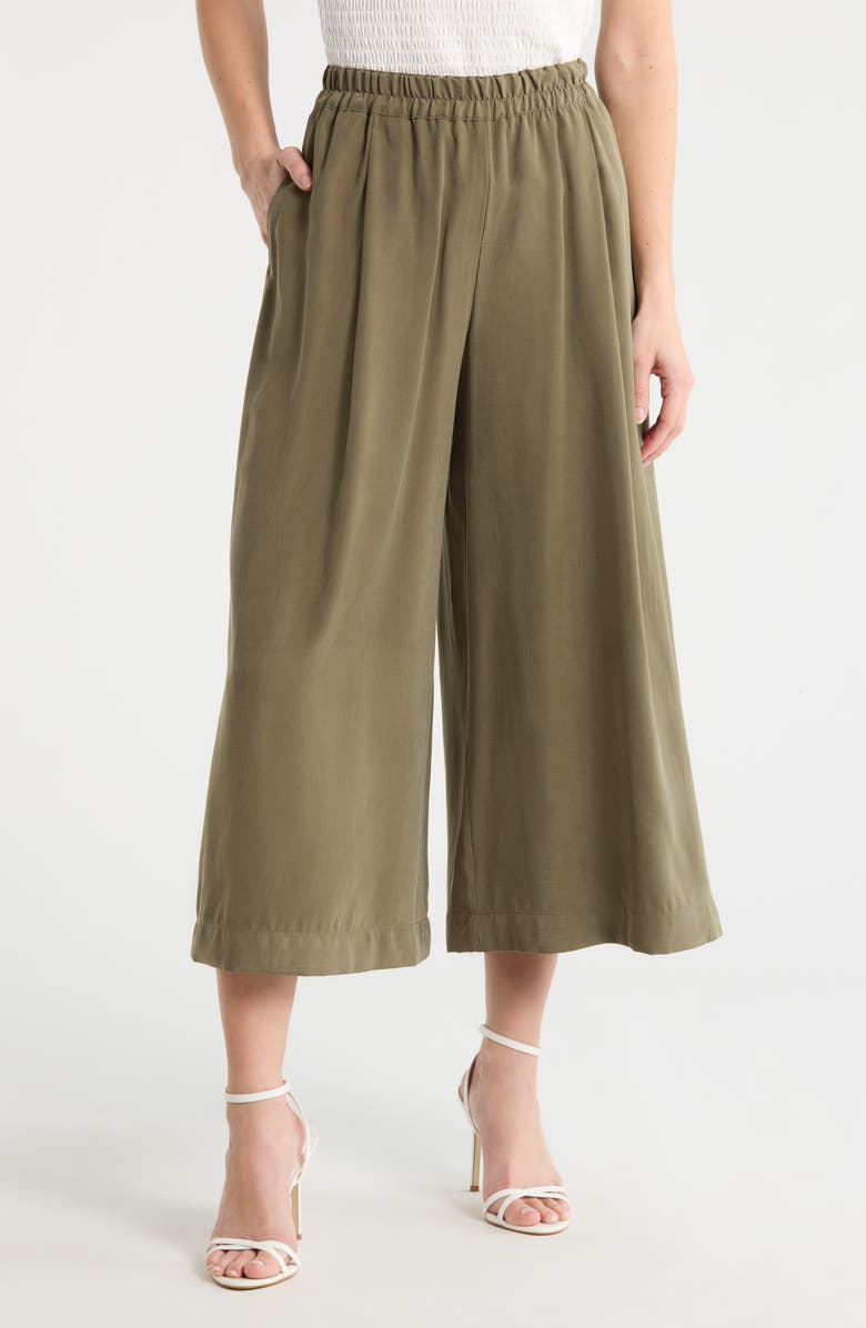 MAX STUDIO Brushed Twill Culottes, Main, color, Sage