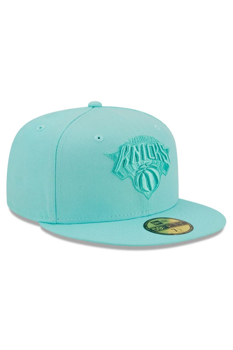 Men's New Era Turquoise New York Knicks Color Pack 59FIFTY Fitted Hat, Alternate, color, Turquoise