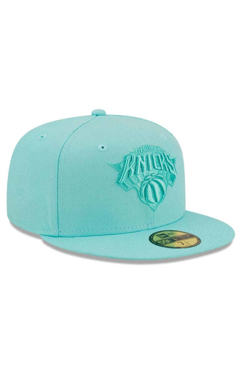 New Era Men's New Era Turquoise New York Knicks Color Pack 59FIFTY Fitted Hat, Alternate, color, 