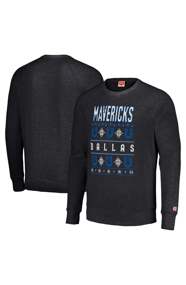 Homage Unisex Homage Charcoal Dallas Mavericks Holiday Raglan Pullover Sweatshirt, Main, color, Charcoal