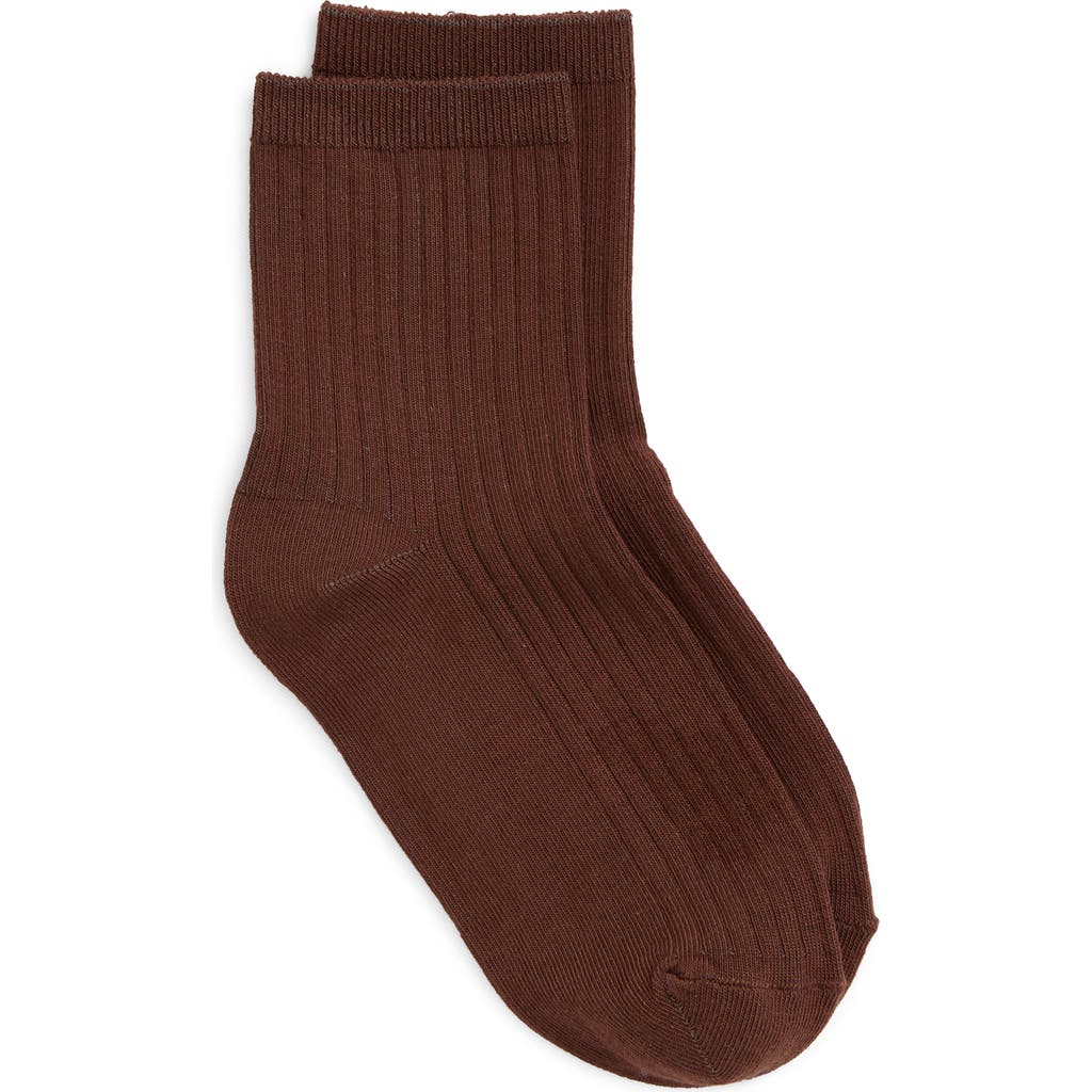 Nordstrom Rib Cotton Blend Crew Socks In Brown Brunette