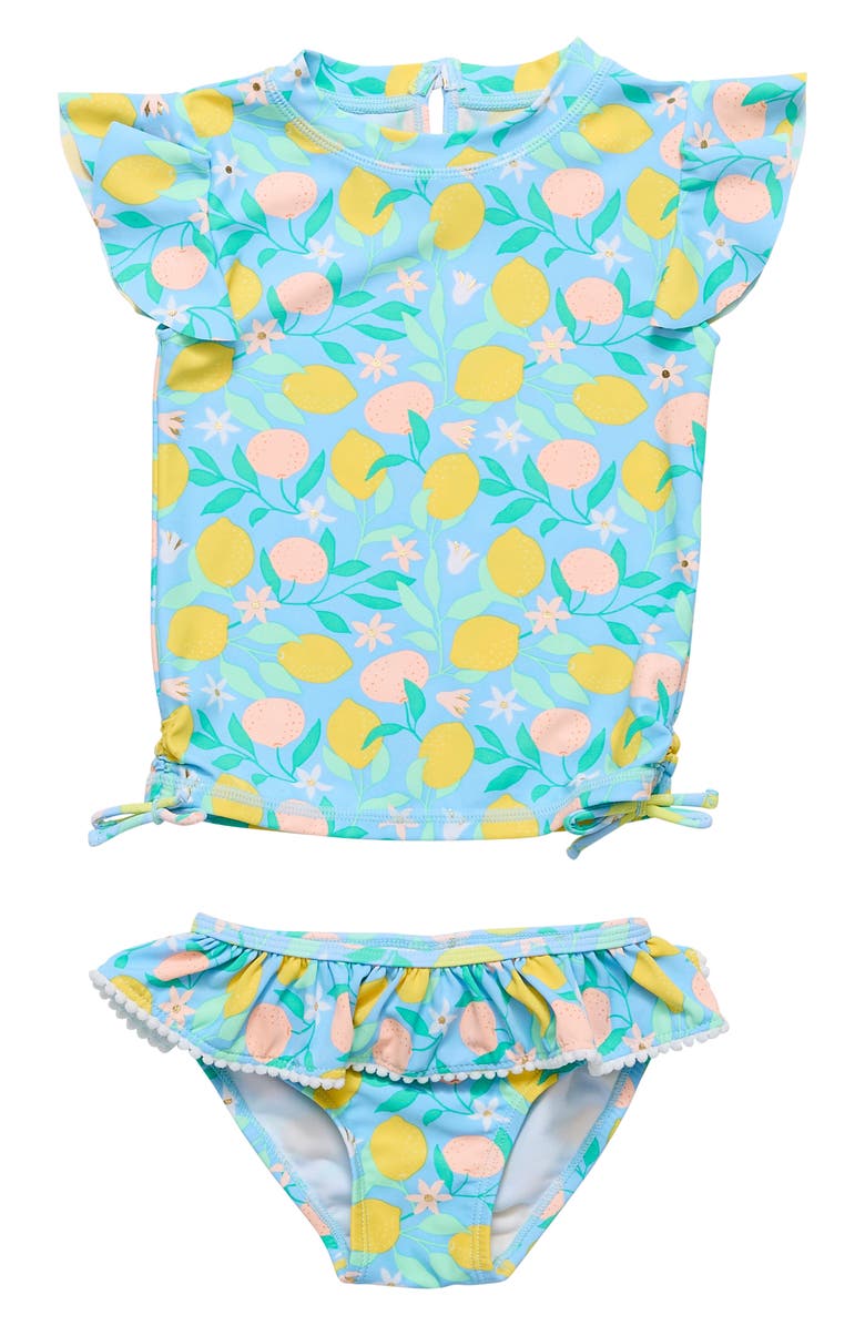 Snapper Rock Lemon Drops Ruffle Two-Piece Swimsuit, Main, color, Multi