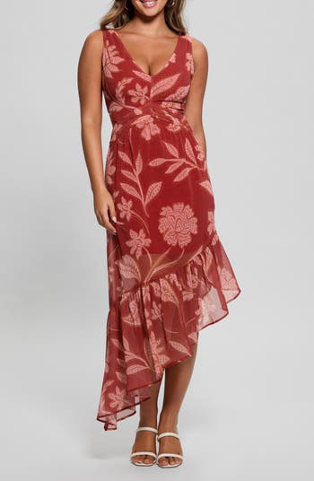 GUESS Sabrina Floral Sleeveless Asymmetric Dress | Nordstrom