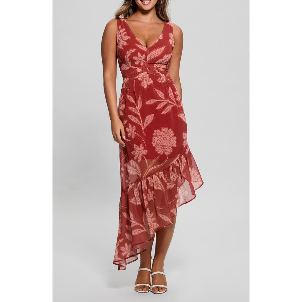 Guess Sabrina Floral Sleeveless Asymmetric Dress