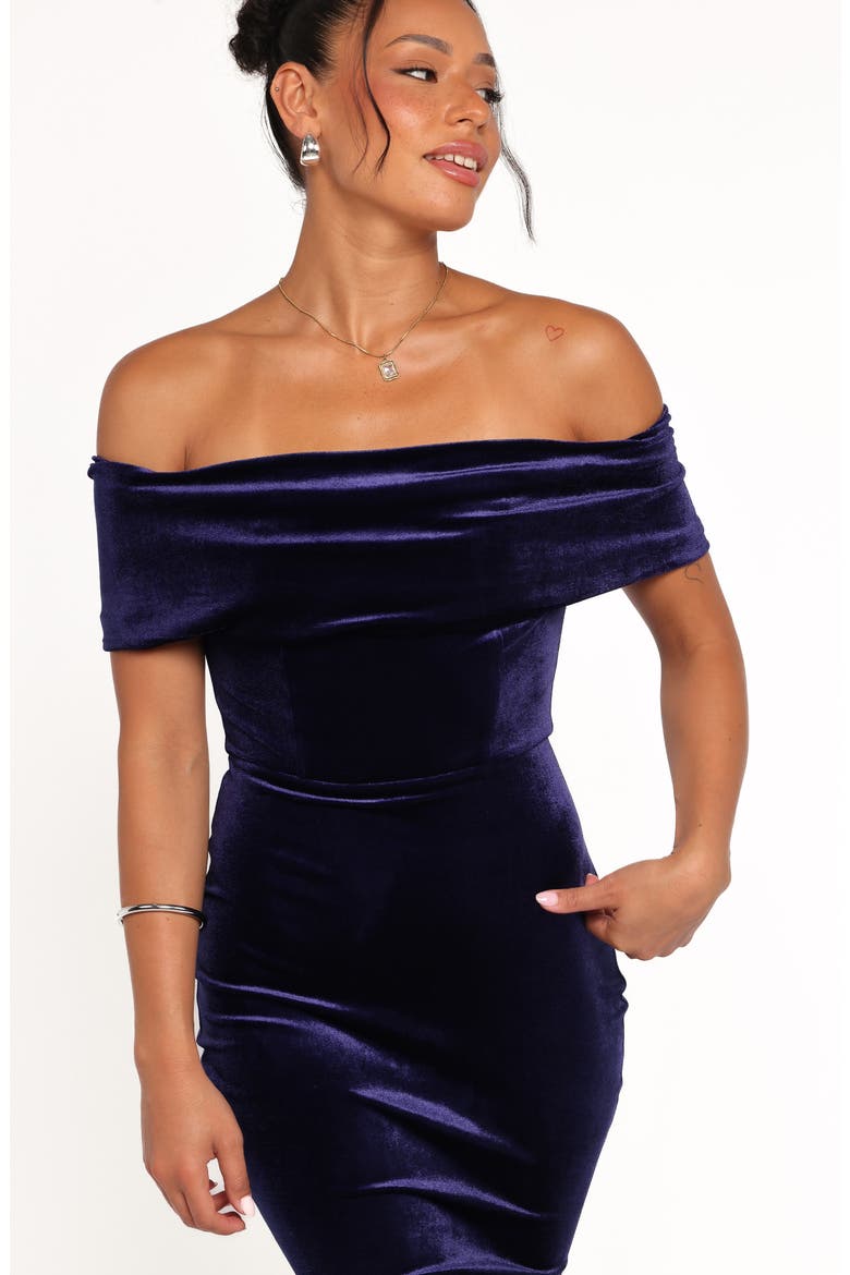 Adair Off the Shoulder Mermaid Gown, Alternate, color, NAVY