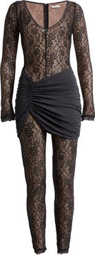 Mistress Rocks Sheer Lace Long Sleeve Catsuit