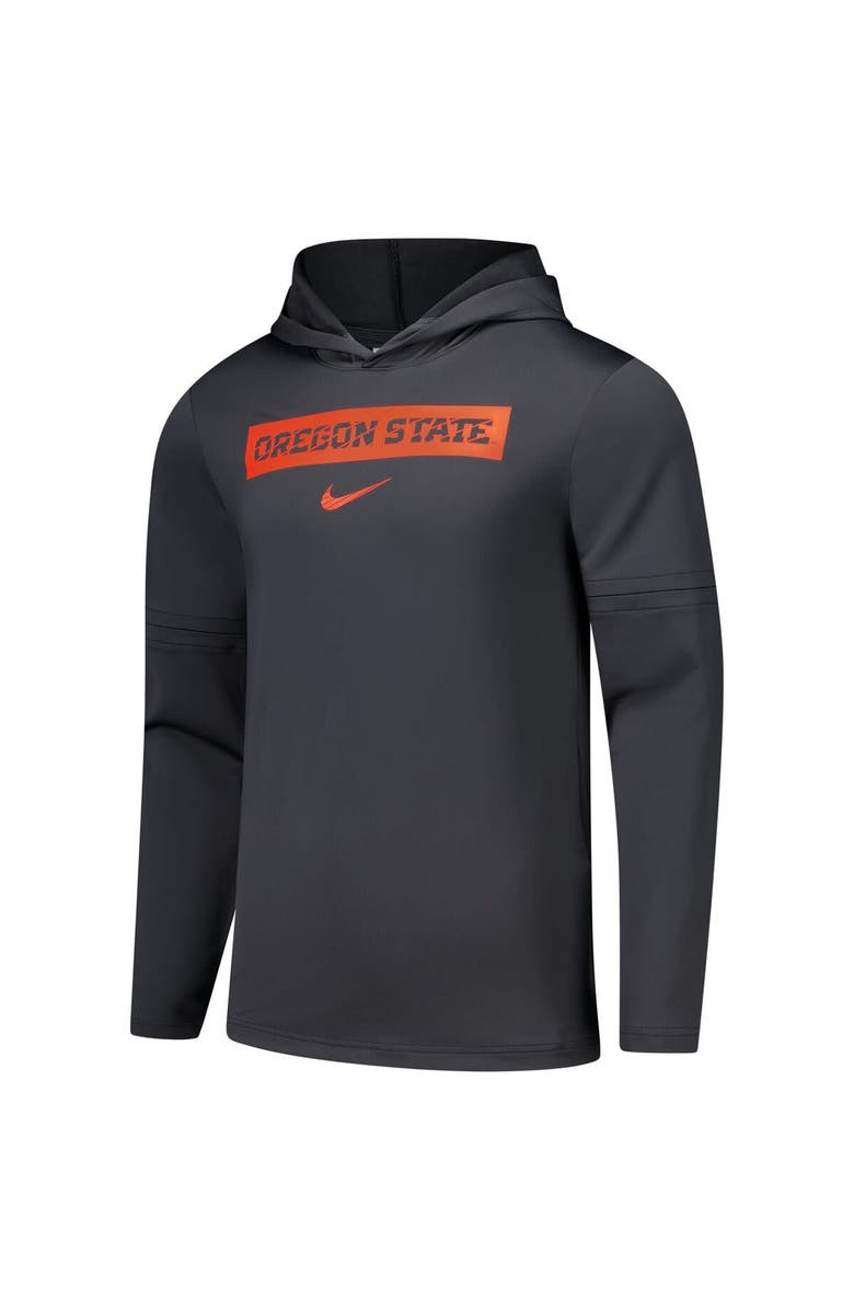 Nike Men's Nike Anthracite Oregon State Beavers 2024 Sideline Performance Long Sleeve Hoodie Top, Alternate, color,