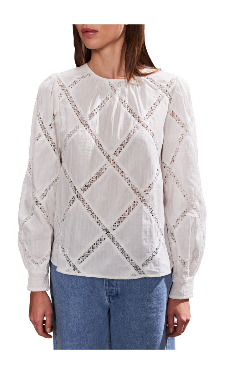 Ro&Zo Diamond Lace Trim Blouse, Main, color, Ivory
