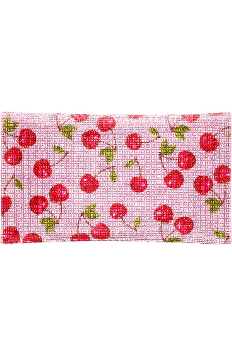 Nina Cherry Print Crystal Envelope Clutch, Alternate, color,