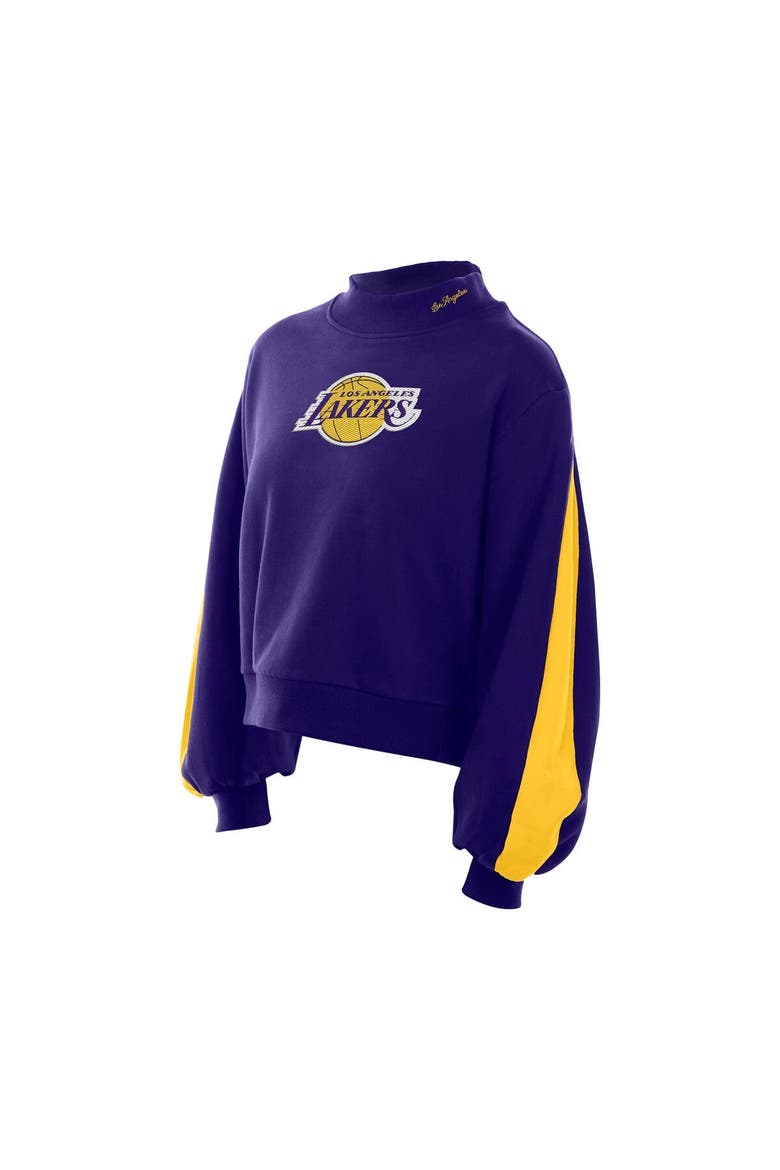 Women's New Era Purple Los Angeles Lakers Sport Night Balloon Sleeves Sweatshirt, Alternate, color, Purple