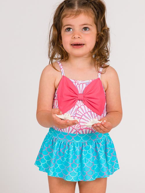 Rufflebutts Girls Upf50+ Big Bow Skirted One Piece In Multi