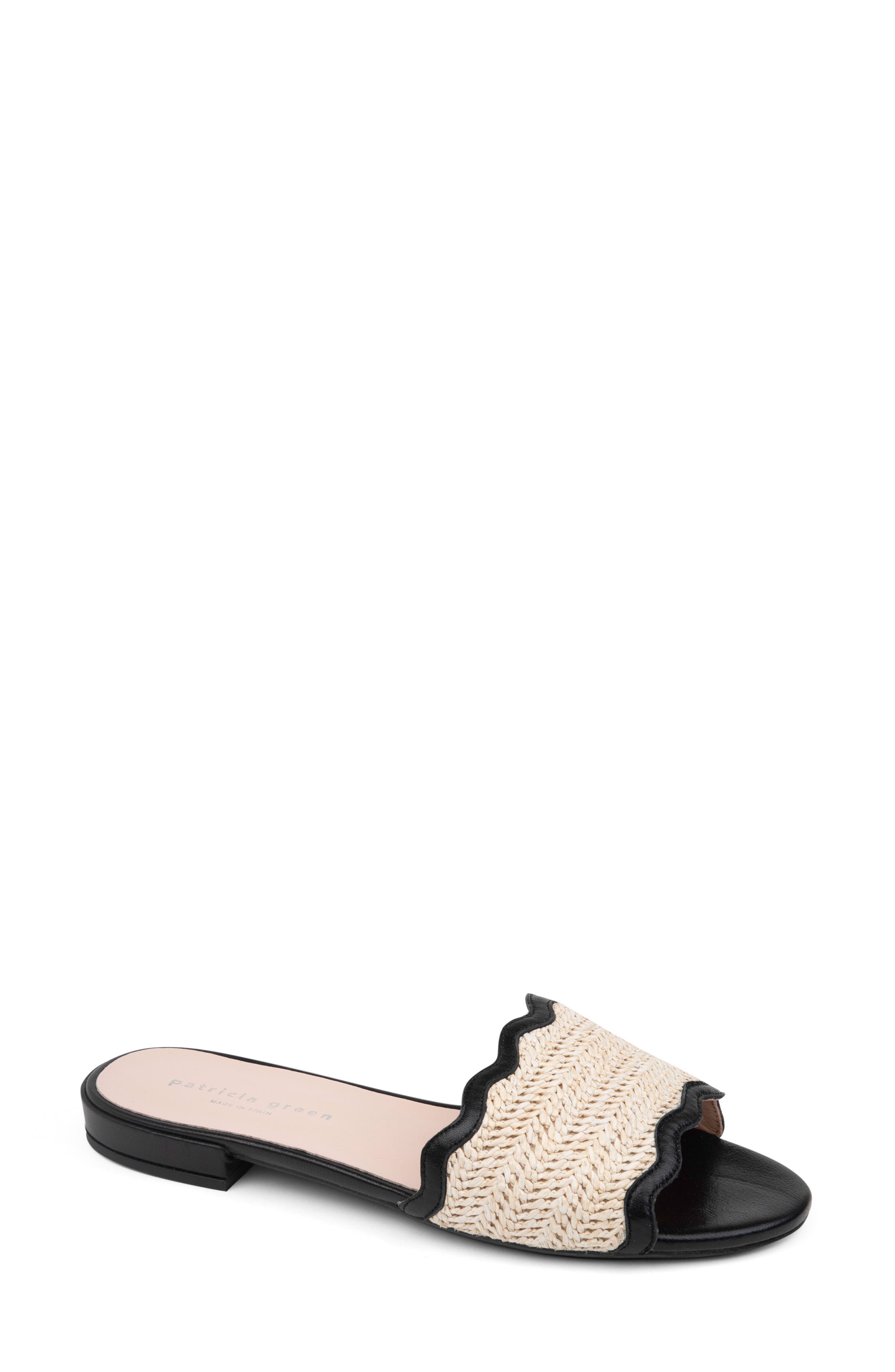 patricia green Emma Raffia Slide Sandal, Main, color, Black