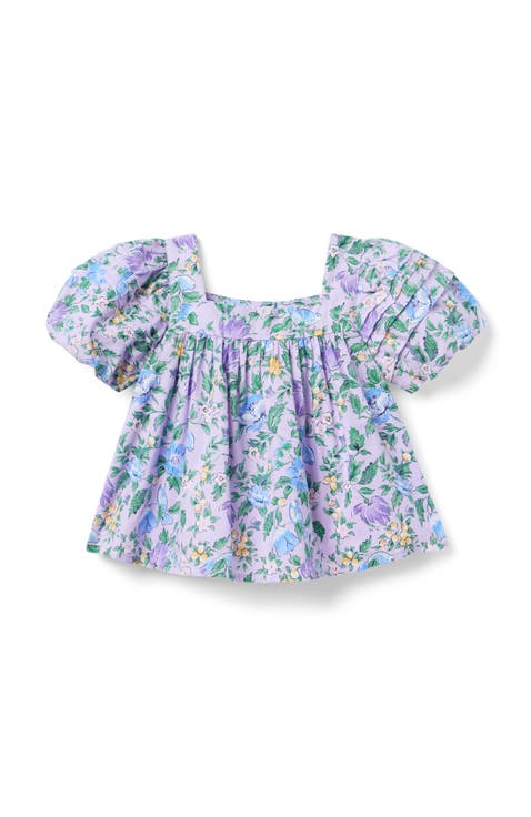 Floral Pintuck Puff Sleeve Top (Little Kid & Big Kid)