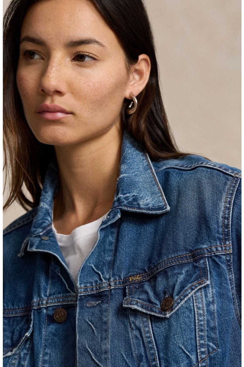 Rigid Denim Trucker Jacket, Alternate, color, MEUSE WASH