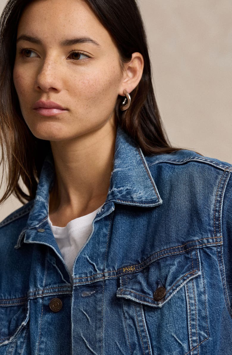 Polo Ralph Lauren Rigid Denim Trucker Jacket, Alternate, color, Meuse Wash