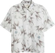 Open Edit Oversize Floral Short Sleeve Button-Up Shirt