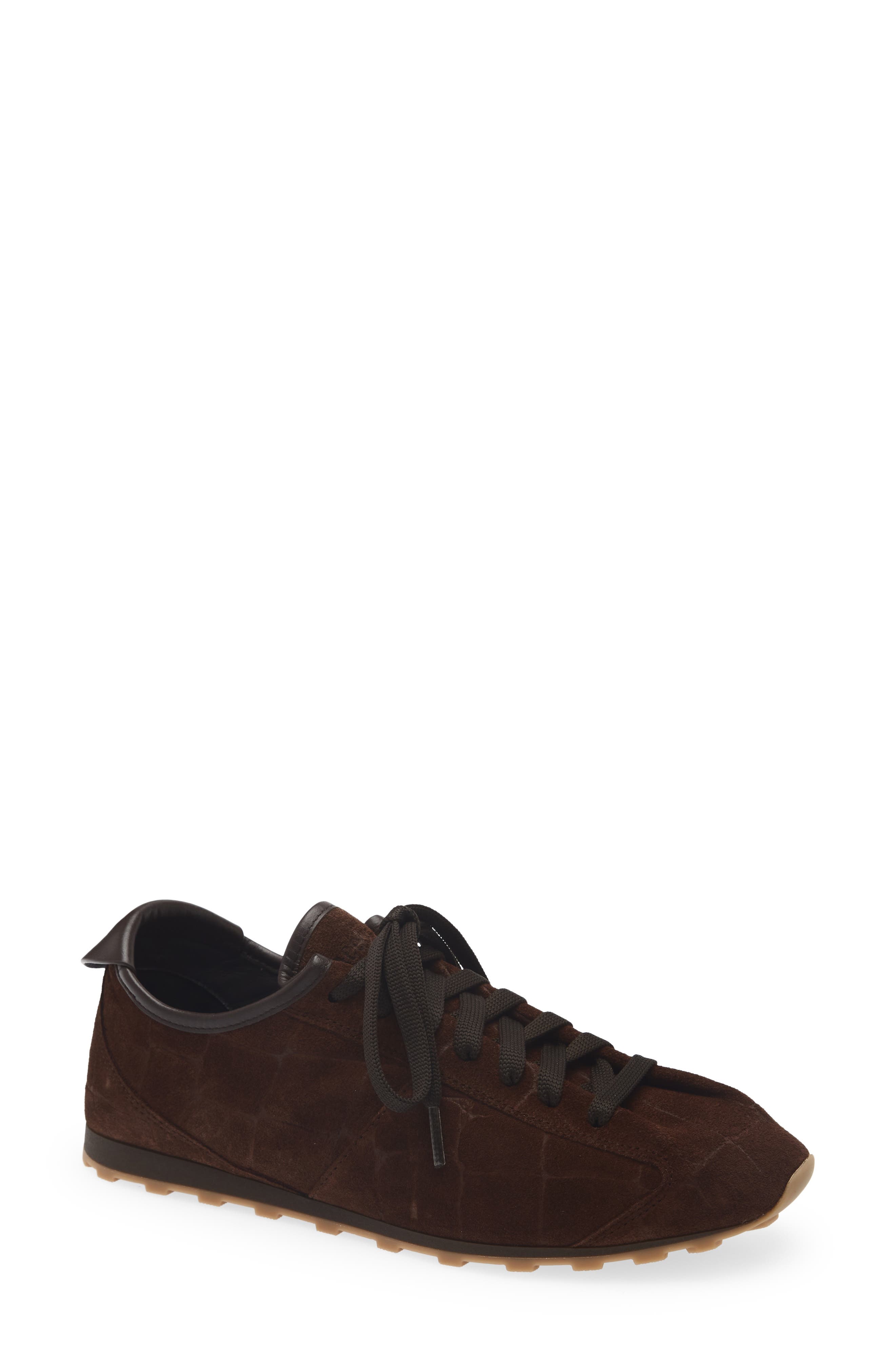 Jacquemus Suede Tennis Sneaker, Main, color, Dark Brown 880