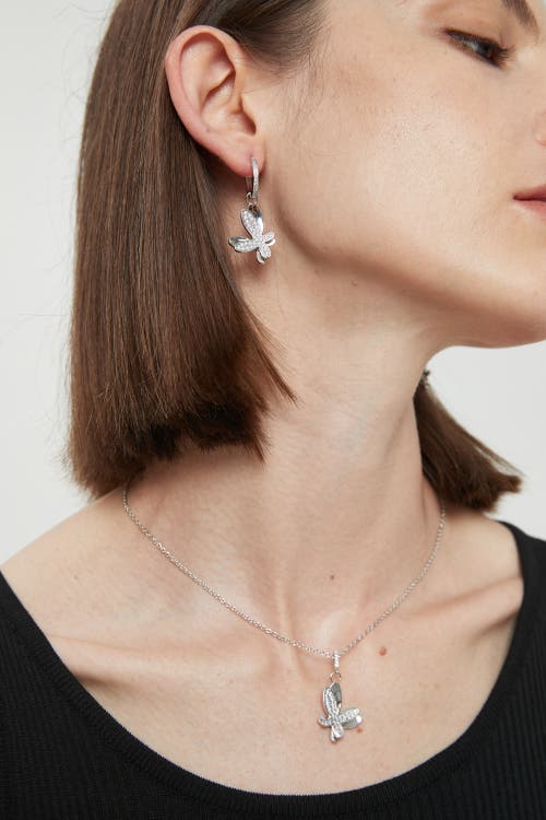 Classicharms Pavé Butterfly Pendant Necklace In Brown