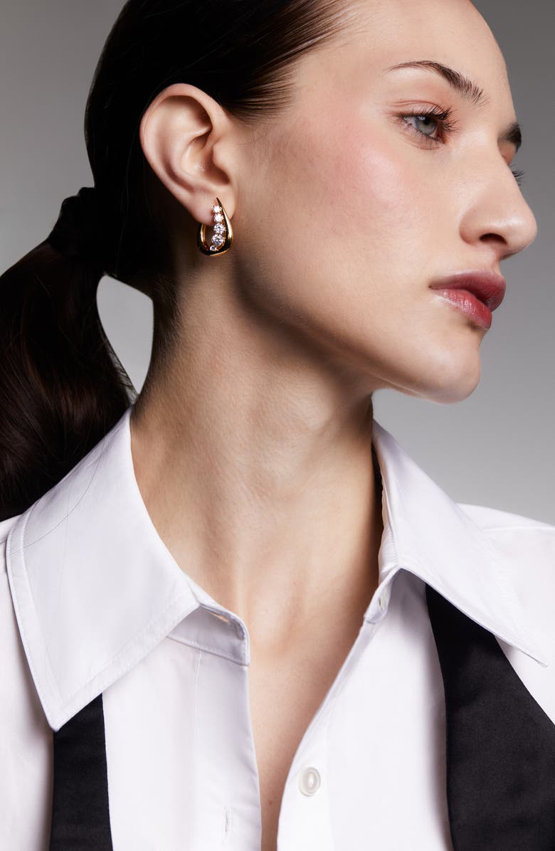 Nadri Phenom Huggie Hoop Earrings, Alternate, color, Gold