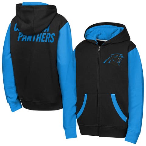 Youth Outerstuff Black Carolina Panthers Stadium Colorblock Full-Zip Hoodie