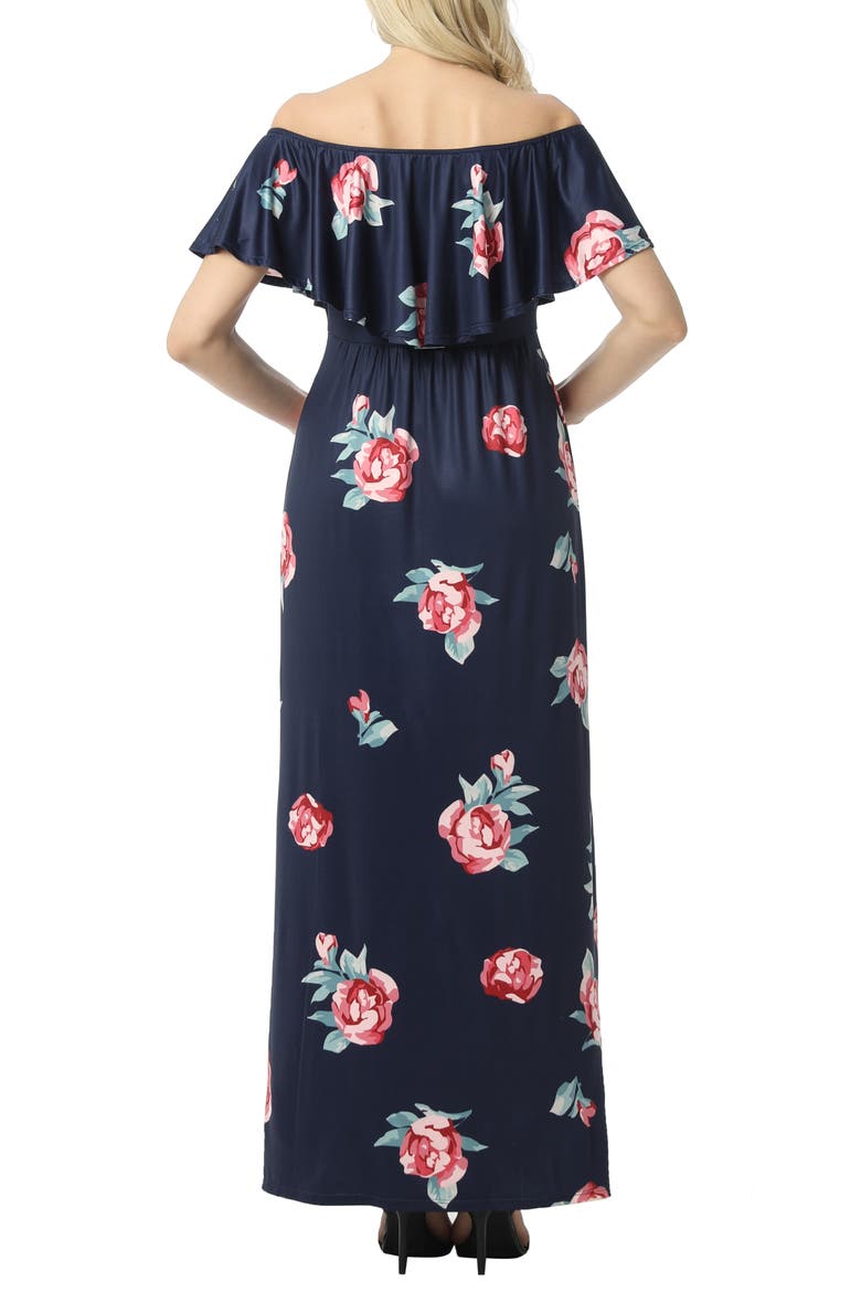 Maddison Off the Shoulder Maxi Maternity Dress, Alternate, color, NAVY
