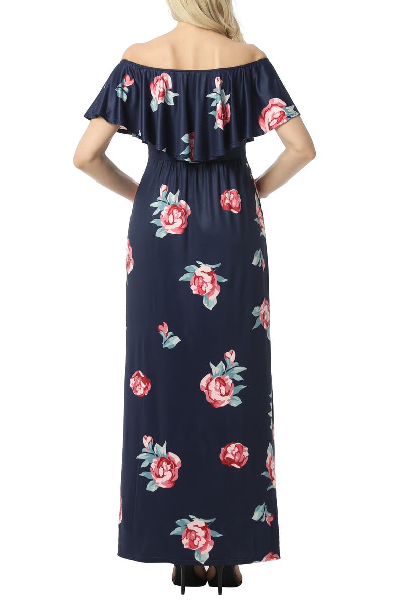 Kimi and Kai Maddison Off the Shoulder Maxi Maternity Dress, Alternate, color, 