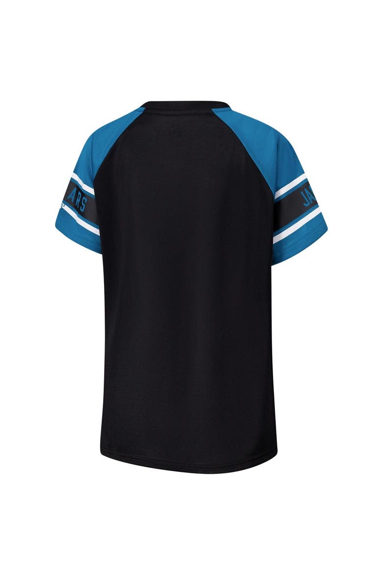 Women's Starter Black Jacksonville Jaguars 1st Rounder Color Block Raglan Top, Alternate, color, Black