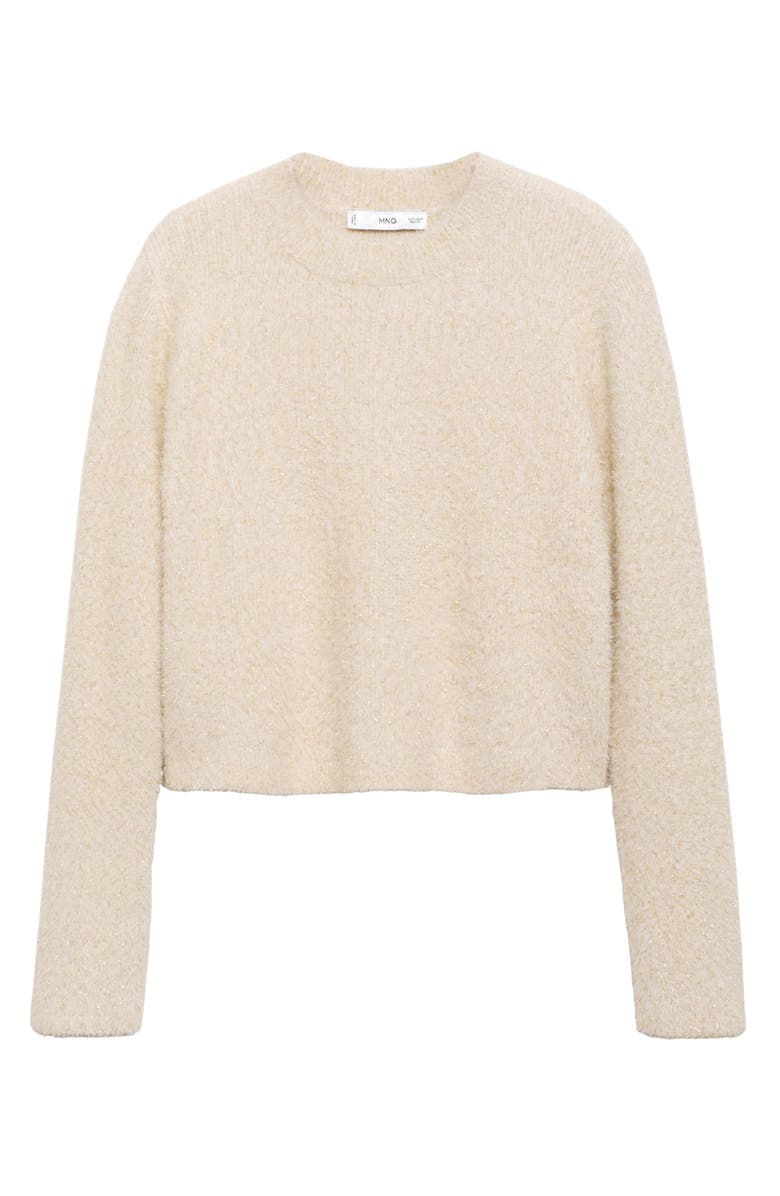 MANGO Glitter Detail Long Sleeve, Alternate, color, Ecru