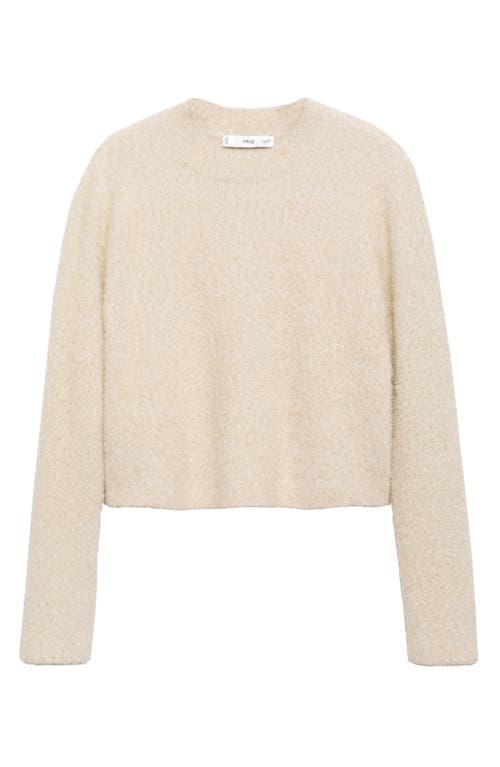 Mango Glitter Detail Long Sleeve In Ecru