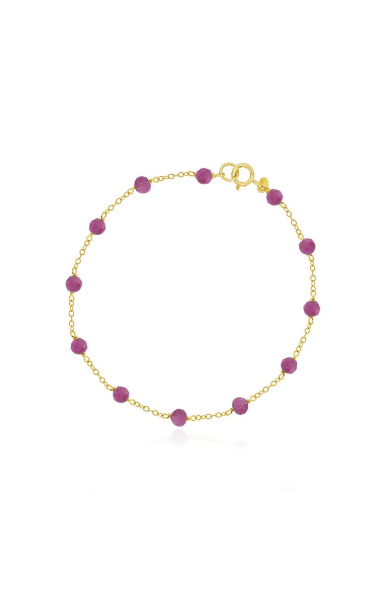 The Lovery Fine Jewelry Ruby Bead Chain Bracelet, Main, color, Ruby