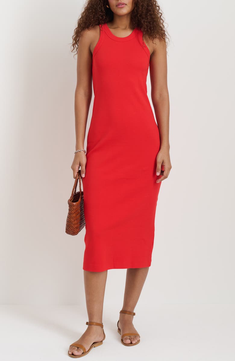 Alex Mill Everyday Rib Stretch Cotton Midi Tank Dress, Alternate, color, Tomato