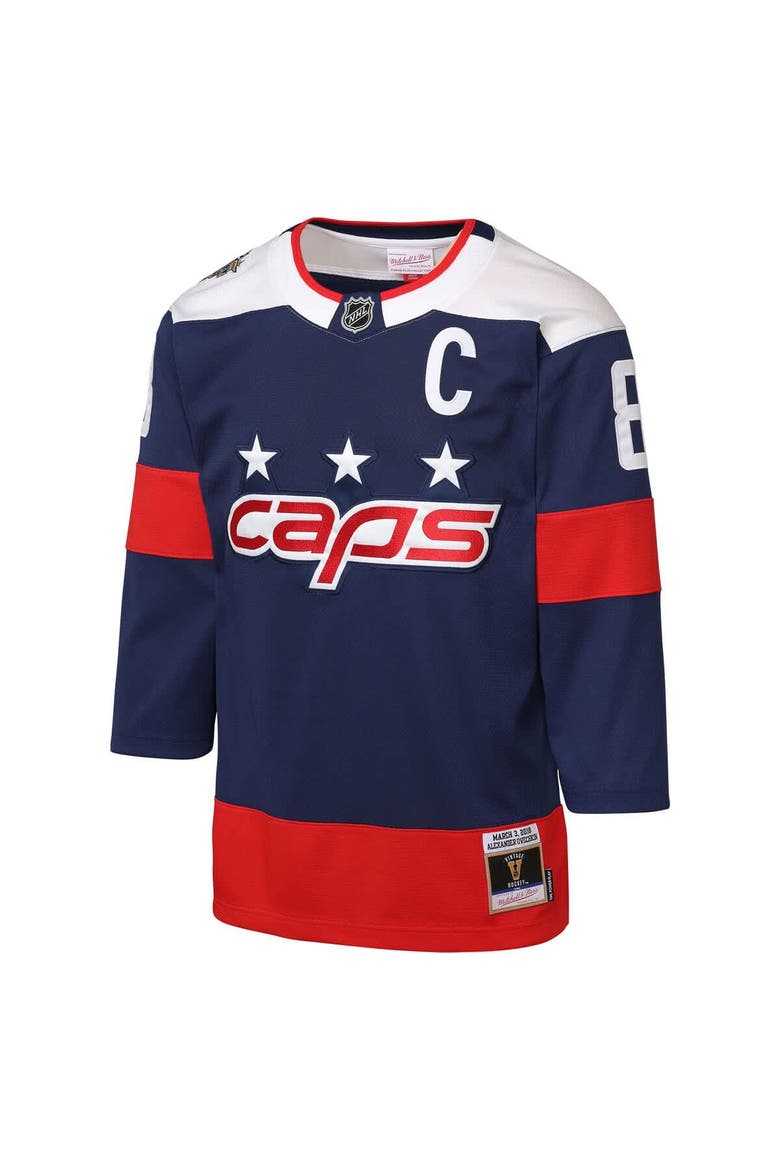Youth Mitchell & Ness Alexander Ovechkin Navy Washington Capitals 2018 NHL Stadium Series Power Play 2.0 Player Jersey, Alternate, color, Navy