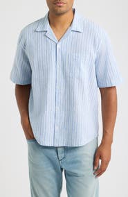 Corridor Stripe Cotton & Linen Camp Shirt