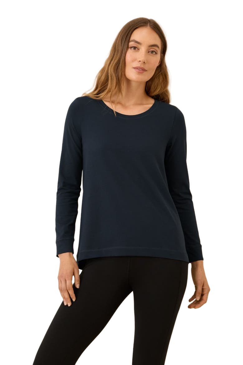 Luxe Stretch Jersey Swing Long Sleeve Tee, Alternate, color, Midnight Blue