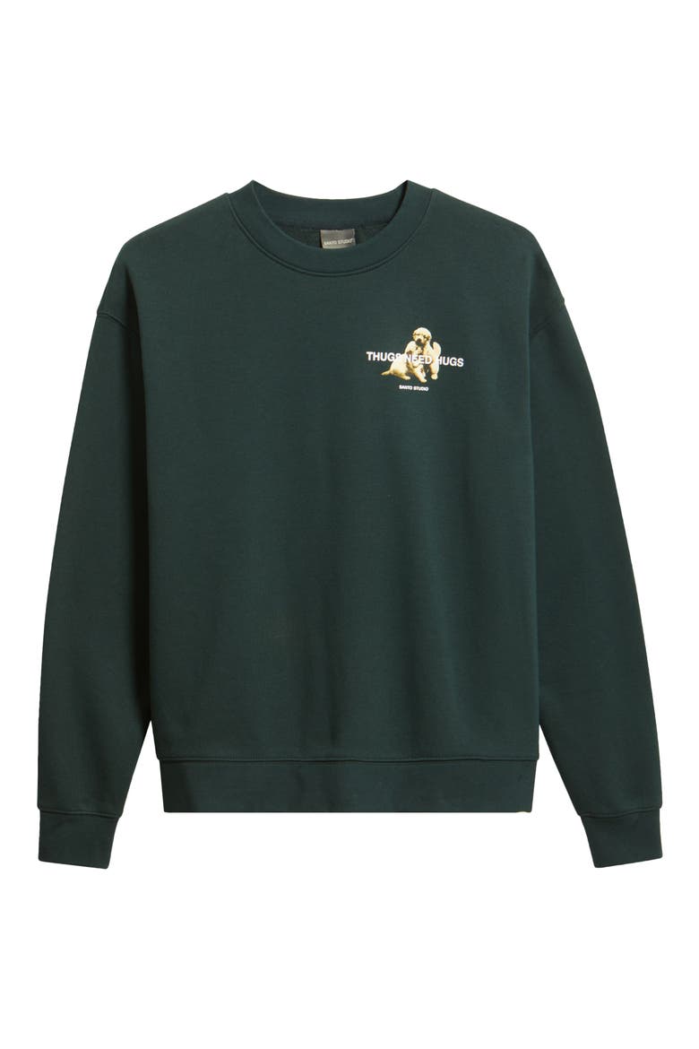 Thugs Need Hugs Graphic Sweatshirt, Alternate, color, PINE