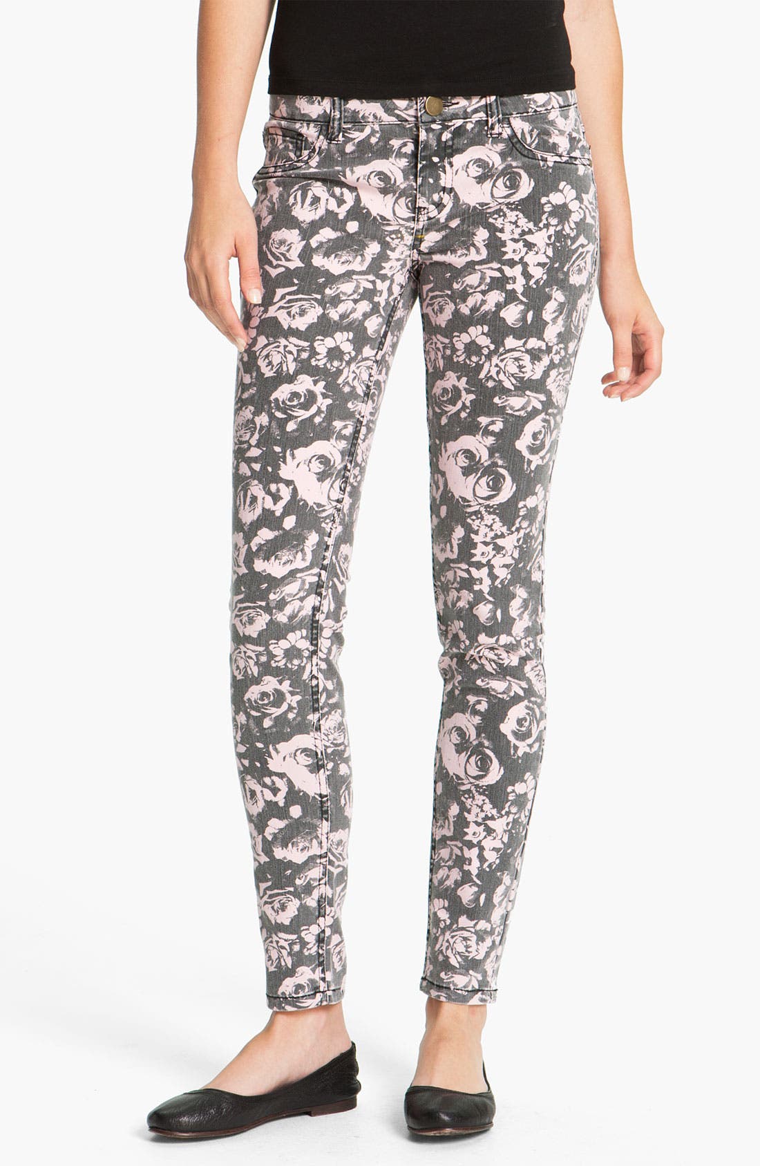 FIRE Rose Print Skinny Jeans (Women) | Nordstrom