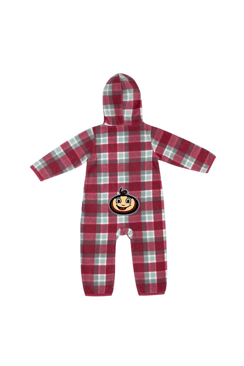 Infant Colosseum Scarlet/Gray Ohio State Buckeyes Farays Plaid Full-Zip Hoodie Jumper, Alternate, color, Scarlet