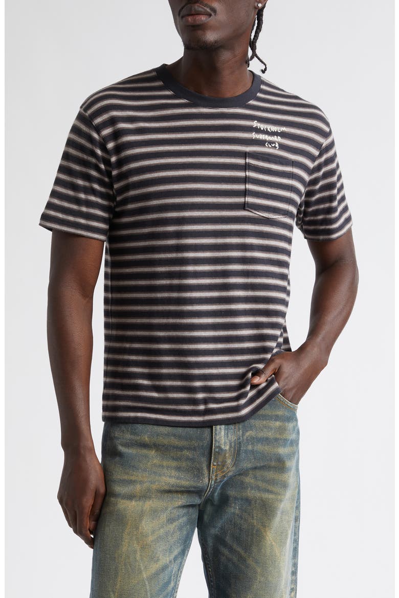 Franz Stripe Organic Cotton Pocket T-Shirt, Main, color, BLACK STRIPE