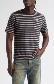 STOCKHOLM SURFBOARD CLUB Franz Stripe Organic Cotton Pocket T-Shirt