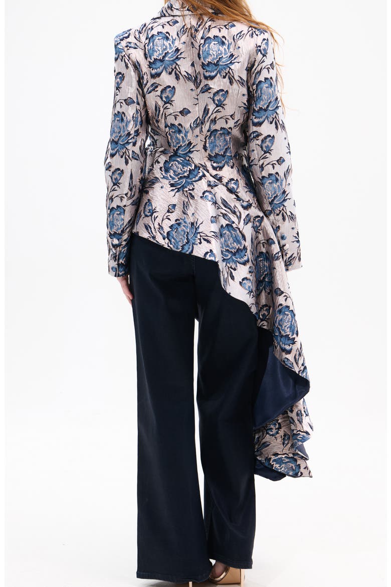 Metallic Floral Jacquard Asymmetric Statement Blazer, Alternate, color, BEIGE MULTI
