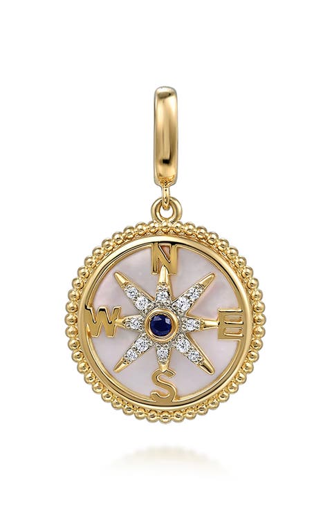 Bujukan Mother-of-Pearl & Diamond Compass Charm