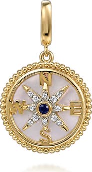 Gabriel & Co. Bujukan Mother-of-Pearl & Diamond Compass Charm